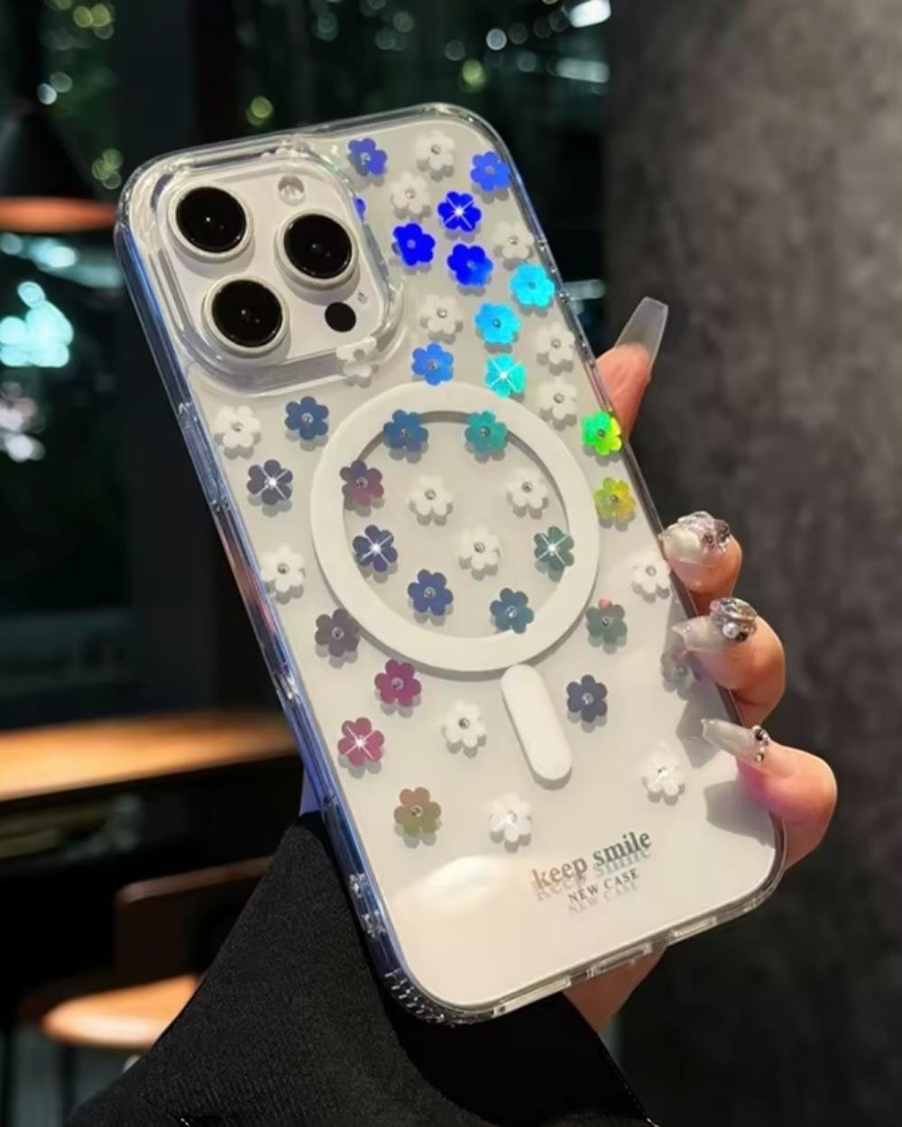 Iphone Uyumlu Sert Şeffaf Hologramlı Magsafe Destekli Kılıf
