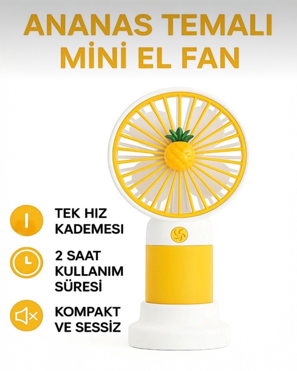 El ve Masaüstü FanTelefon Standlı Meyveli 8000 Rpm Şarjlı Masaüstü ve El Fanı Mini Vantilatör