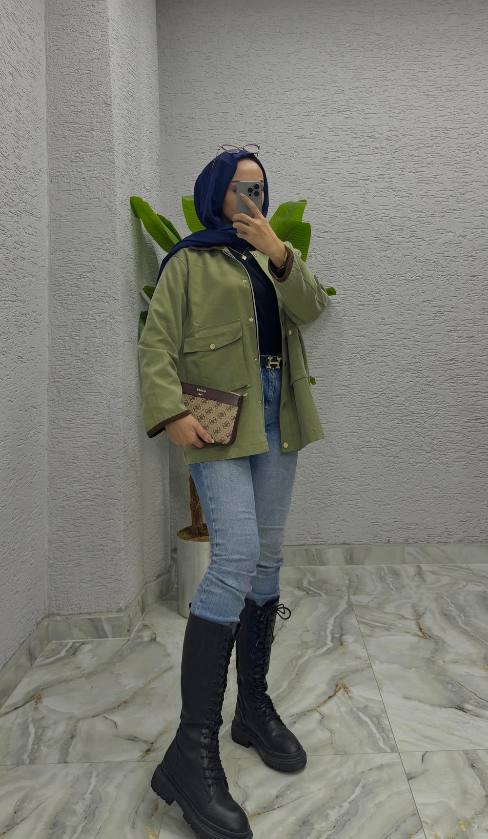 Kadife Yaka Ceket | Haki