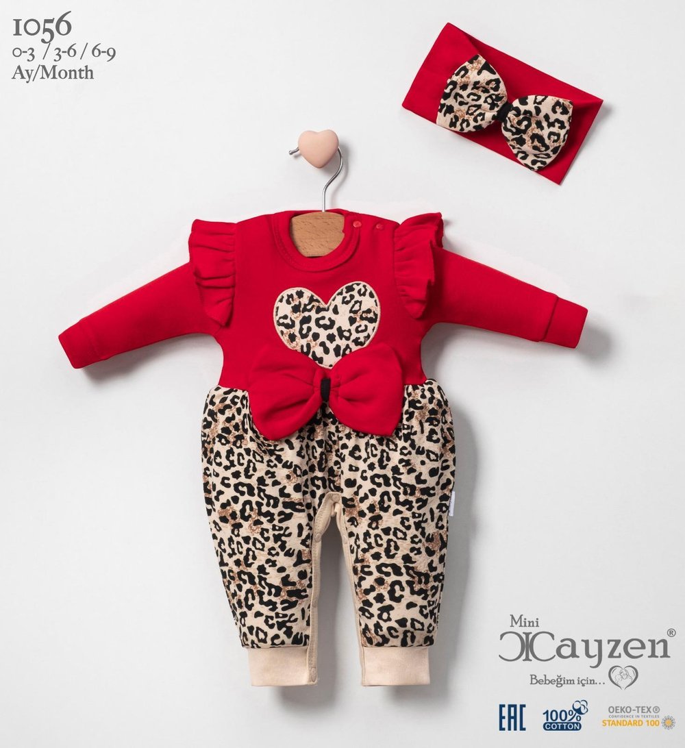 Leopar Desenli Mevsimlik Kız Bebek Tulum