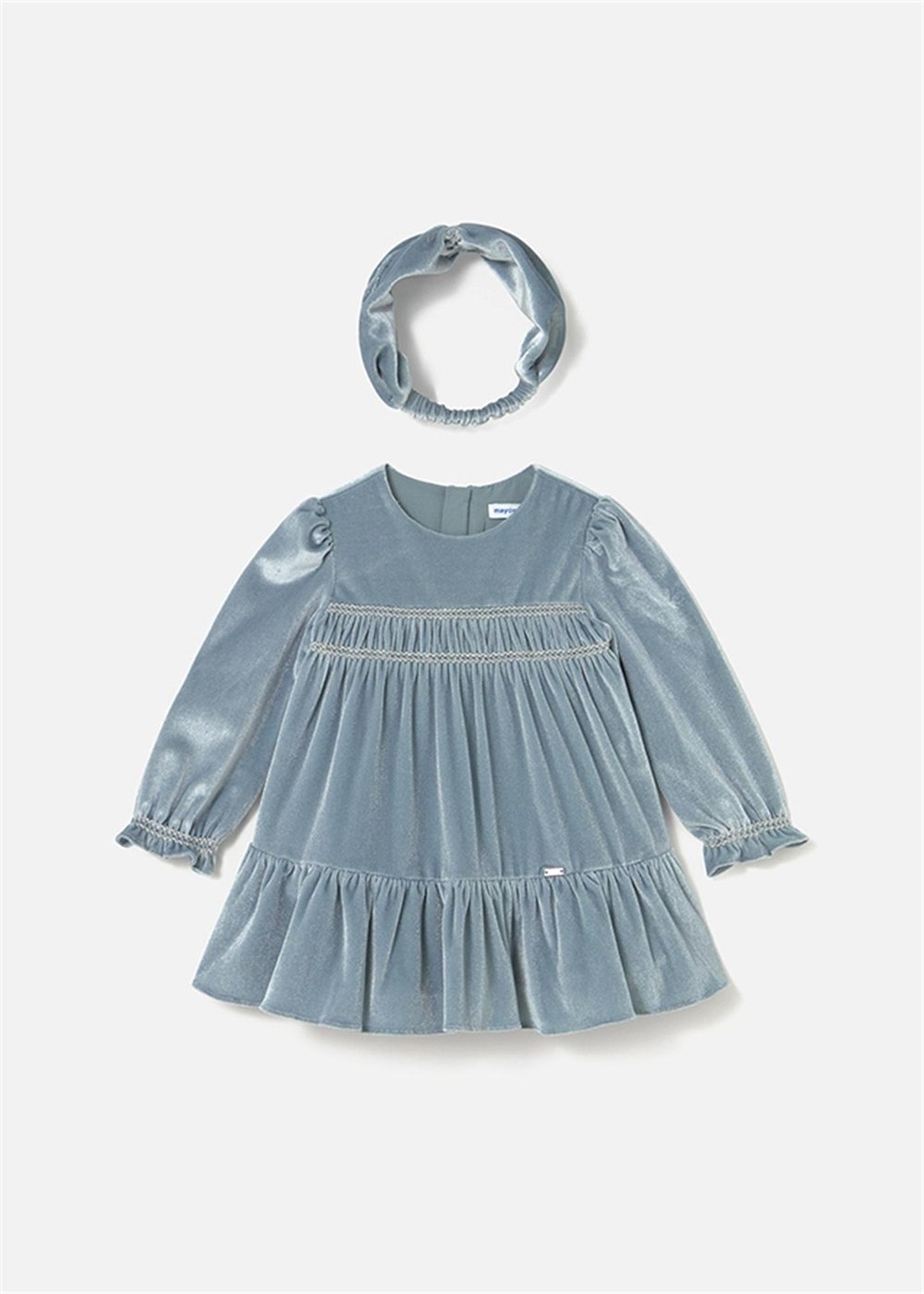 Mayoral Kız Bebek Kadife Elbise Taç Blue Bell 2904