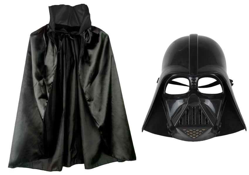 Çocuk Boy Yıldız Savaşları  Wars Darth Vader Maskesi Ve 90 Cm Pelerin Seti Siyah