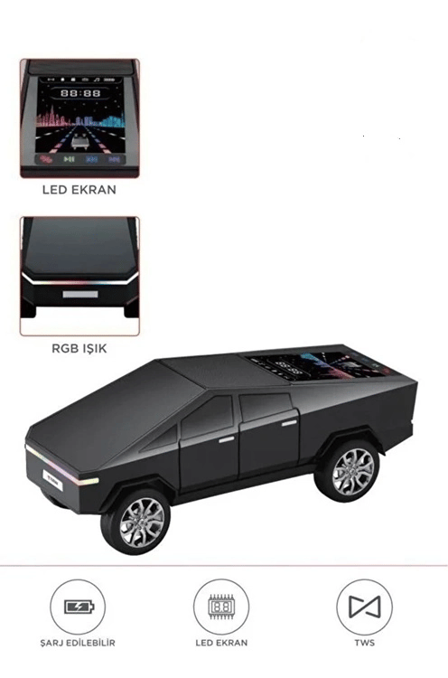 D68 Cyber Model Araba Tasarımlı Bluetooth Hoparlör 15w Güçlü Ses Rgb Led /tws/usb Siyah