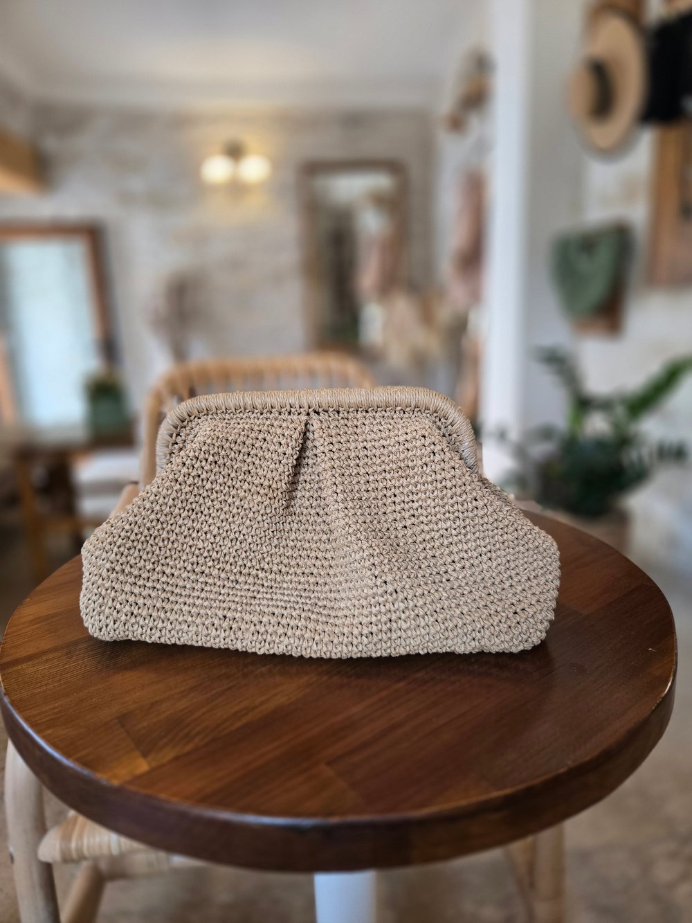 Pile Detay El Örmesi Vizon Clutch Çanta