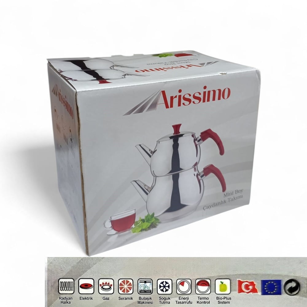 Arissimo Orta Boy Çelik Çaydanlık Takımı