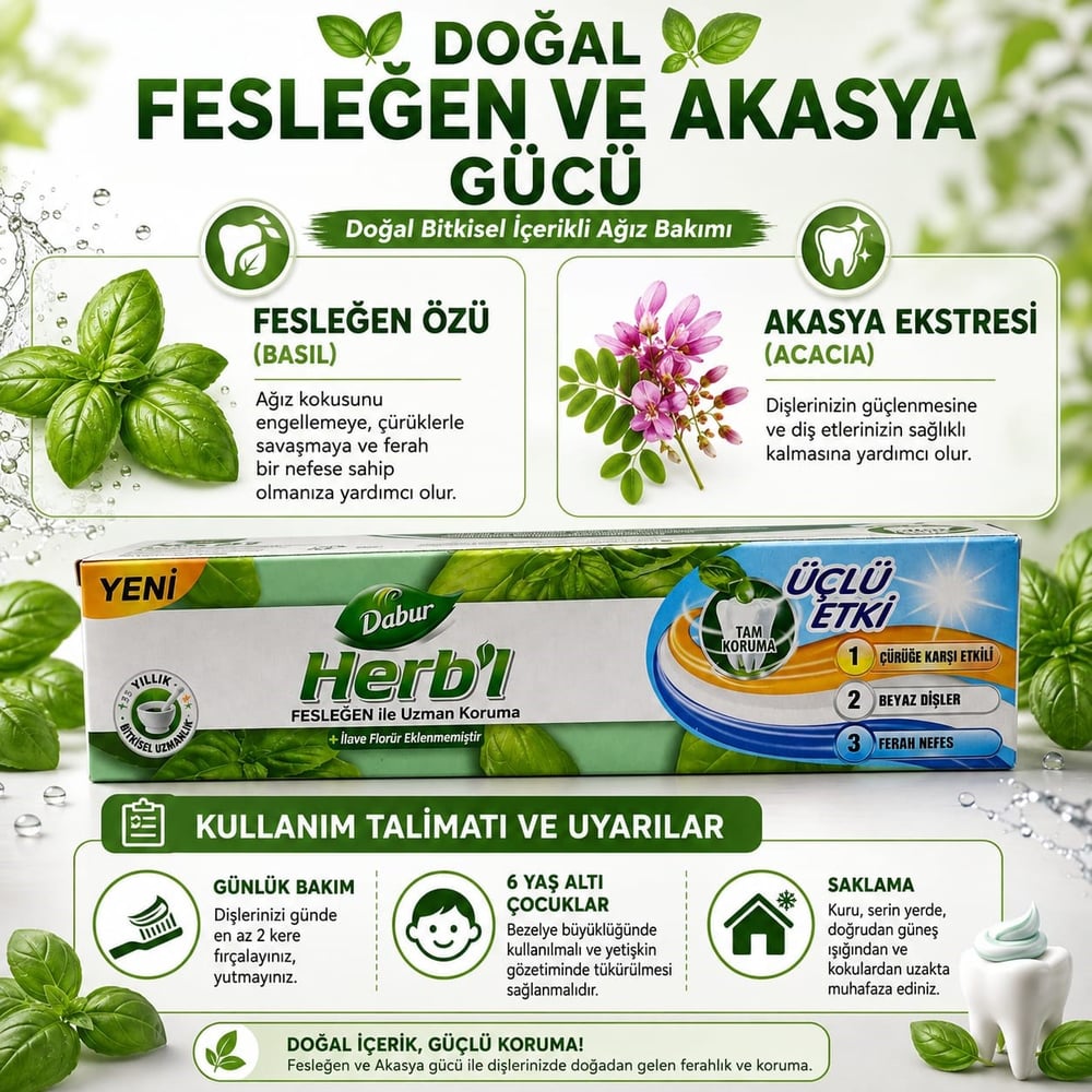 HERBL Fesleğen ile Uzman Koruma Diş Macunu 170g