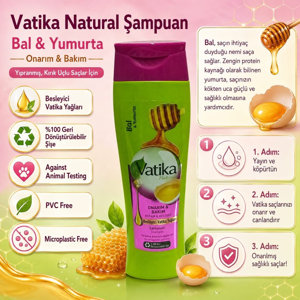 Naturals Onarım & Bakım Bal & Yumurta Özlü Şampuan 400ml