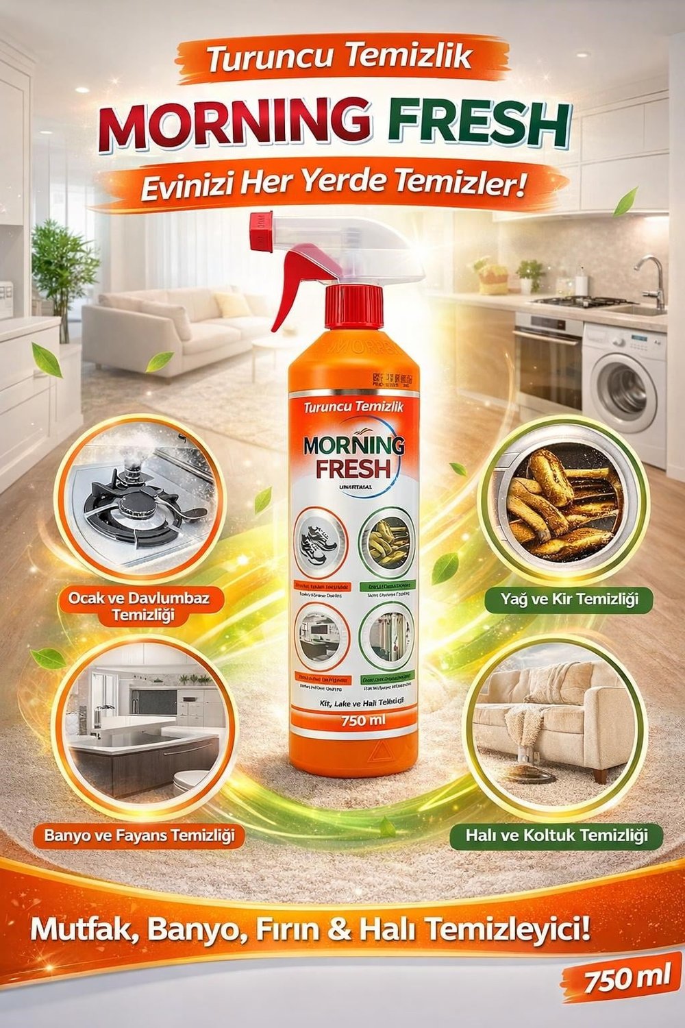 Turuncu Temizlik Kir, Leke ve Yağ Sökücü 750ML