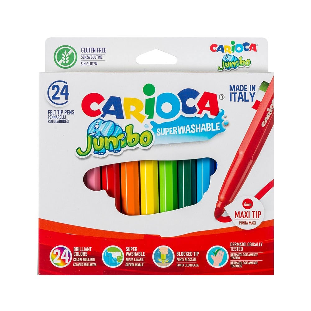 CariocaCarioca Jumbo Süper Yıkanabilir Keçeli Boya Kalemi 24lü