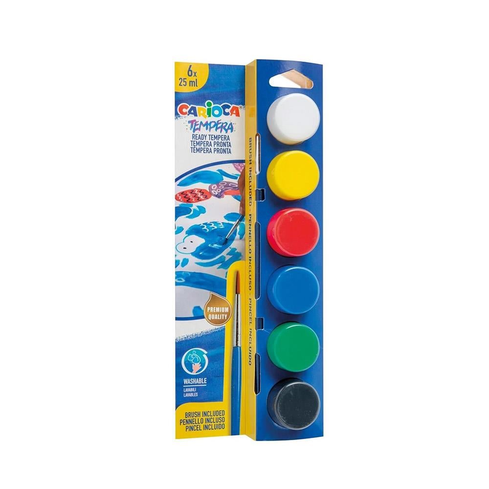 CariocaCarioca Tempera Suluboya Süper Yıkanabilir Fırçalı 6 Renk Karışık