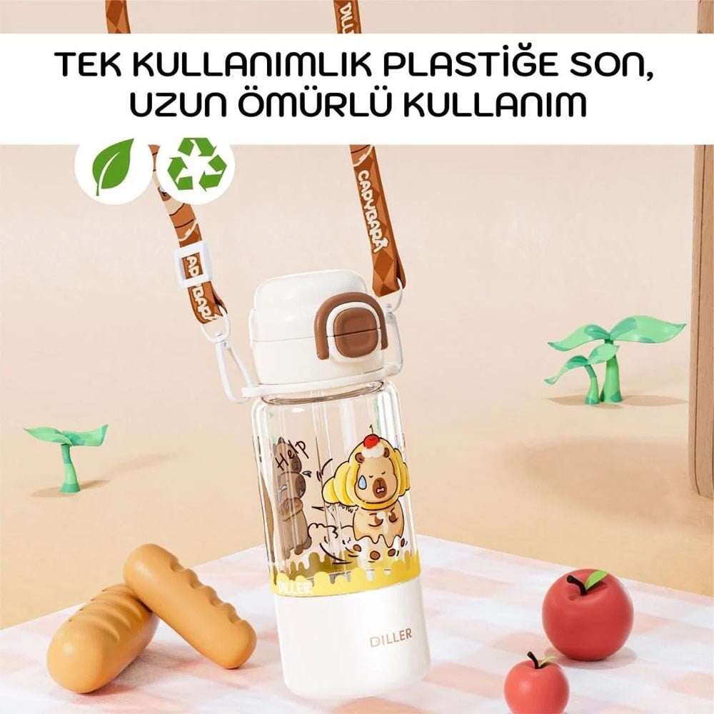 Vagonlife 700 Ml Capybara Desenli Pipetli Su Matarası