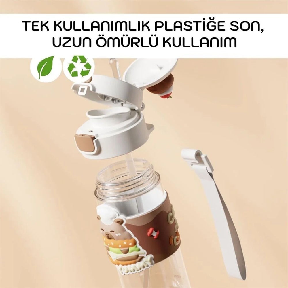 Vagonlife 600 Ml Boyun Askılı Pipetli Su Matarası