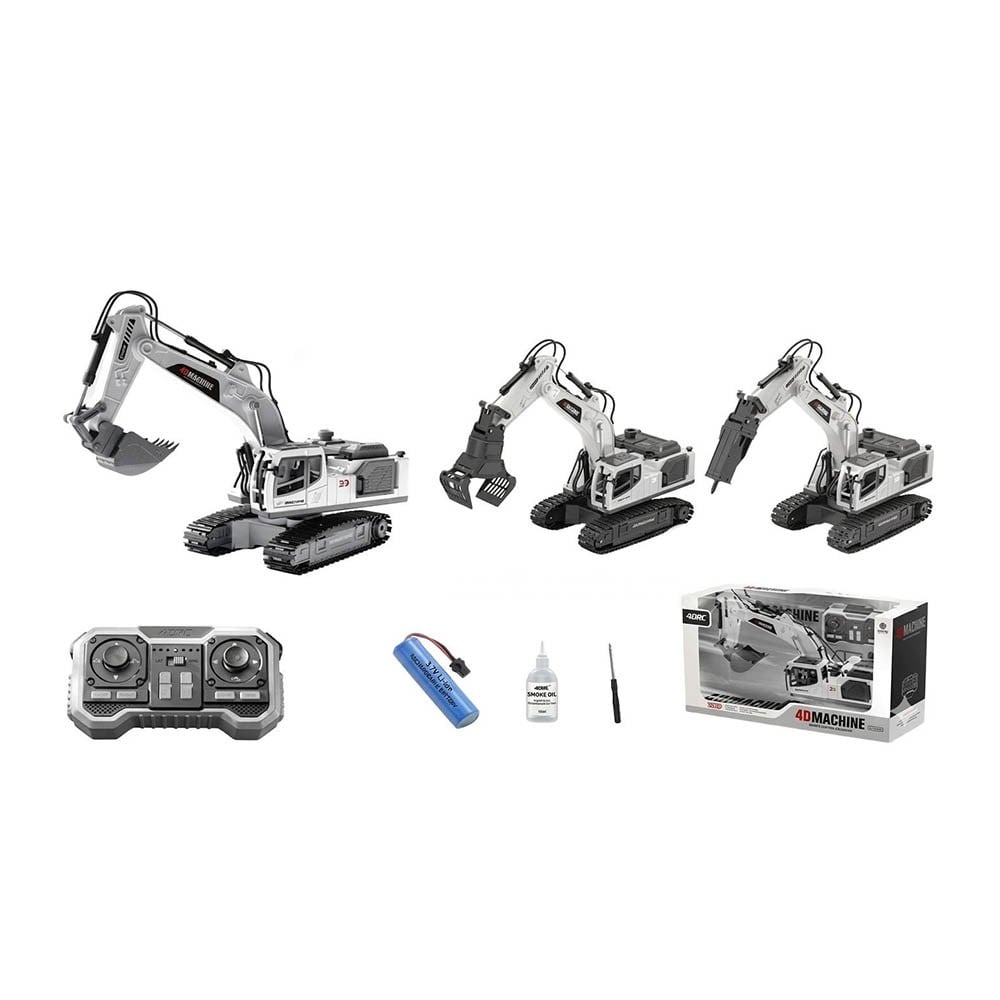 Gepettoys Metal Değişebilen 3 Başlıklı Duman Atan İş Makinası
