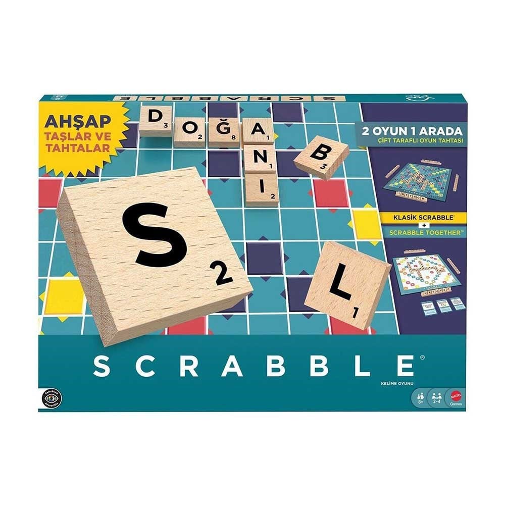 MattelScrabble Orijinal Ahşap İkisi Bir Arada Türkçe
