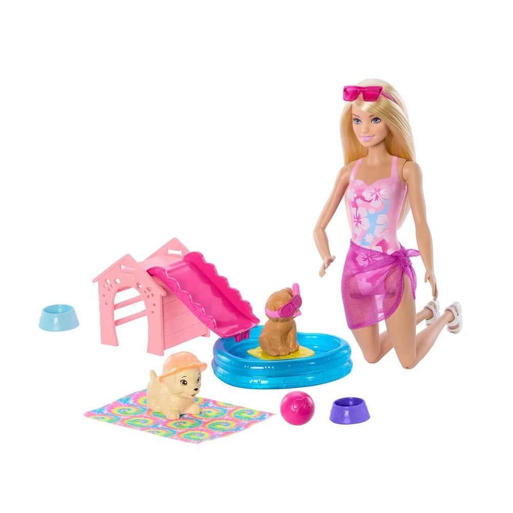 Barbie Oyuncak Bebek ve Evcil Hayvan Aksesuarları Havuz Partisi Seti