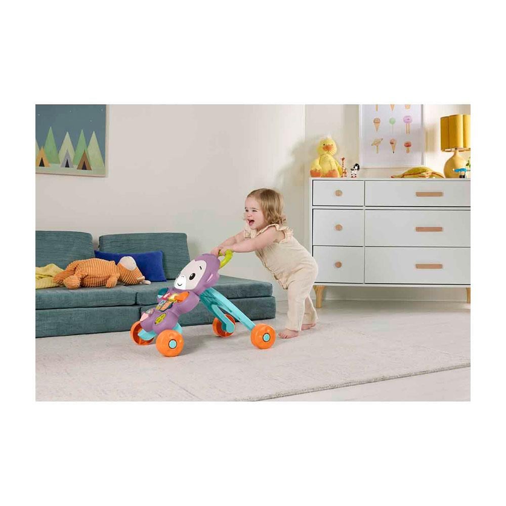 Fisher Price Sesli ve Işıklı Benimle Öğren Mor Maymun Yürüteç
