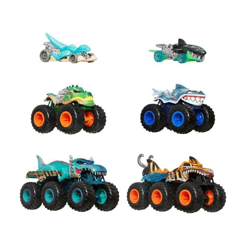 Hot Wheels Monster Trucks Köpekbalıkları ve Dinozorlar Çoklu Paketi