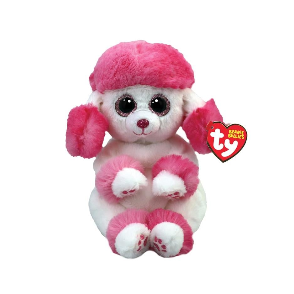 MegaTy Beanie Bellies Heartly Pink White Poodle 20 Cm