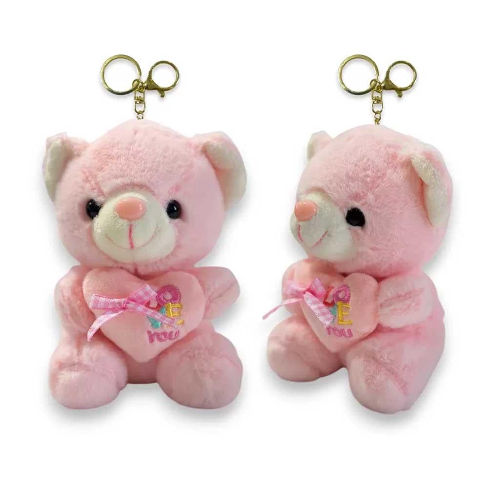 SelaySelay Peluş Ayıcık Anahtarlık 12 Cm Pembe