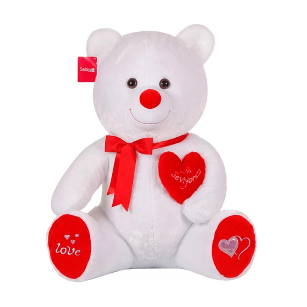 SelaySelay Peluş Tıkıl Ayı 70 Cm Beyaz