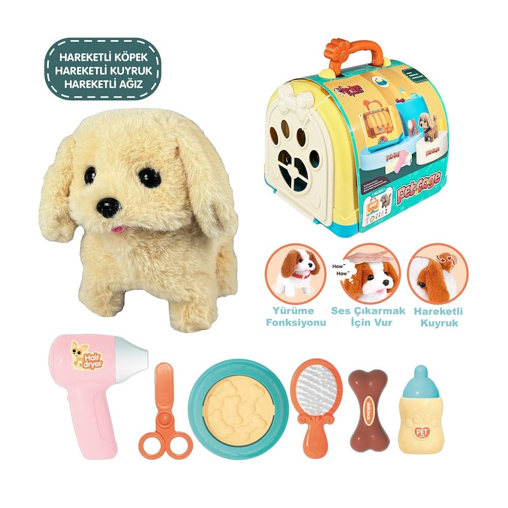 Vardem Taşıma Çantalı Hareketli Pilli Köpek Set Pet Shop