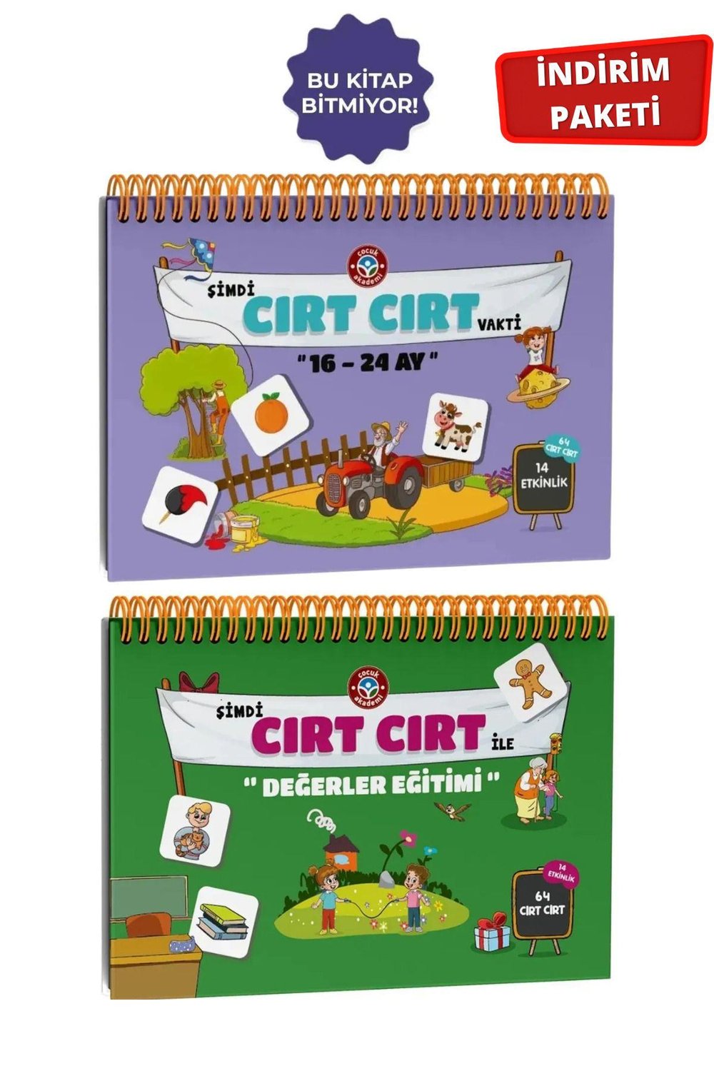 16-24 Ay Cırt Cırtlı Aktivite Kitabı ve Cırt Cırt Değerler Eğitimi Kitabı
