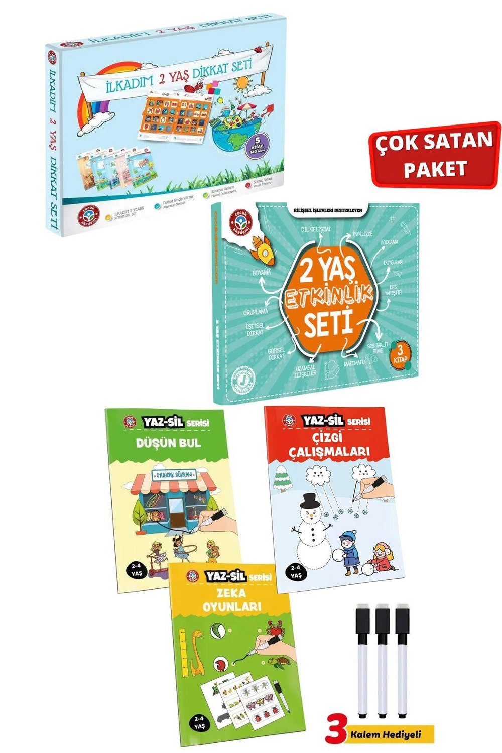 2 Yaş Dikkat-Etkinlik Seti ve Yaz Sil Serisi-2
