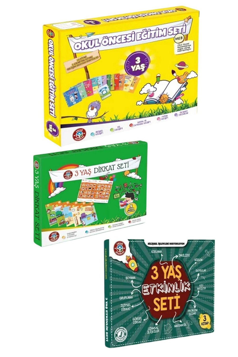 3 Yaş Okul Öncesi Eğitim Seti ve 3 Yaş Dikkat-Etkinlik Paketi