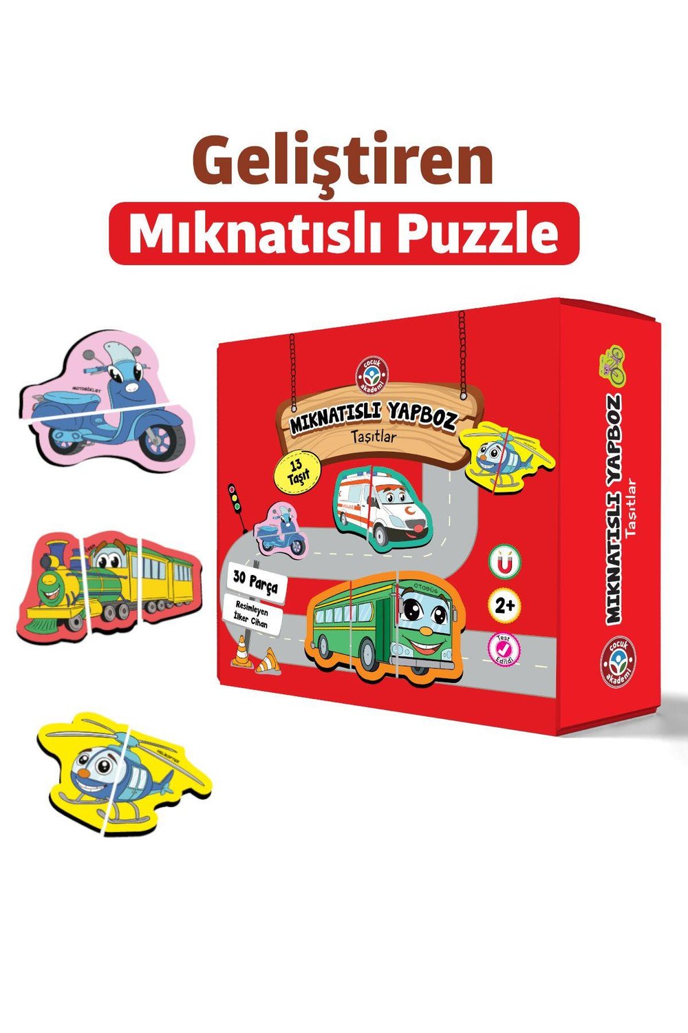 Çocuk Akademi Mıknatıs Özellikli Eğlenceli Puzzle Taşıtlar