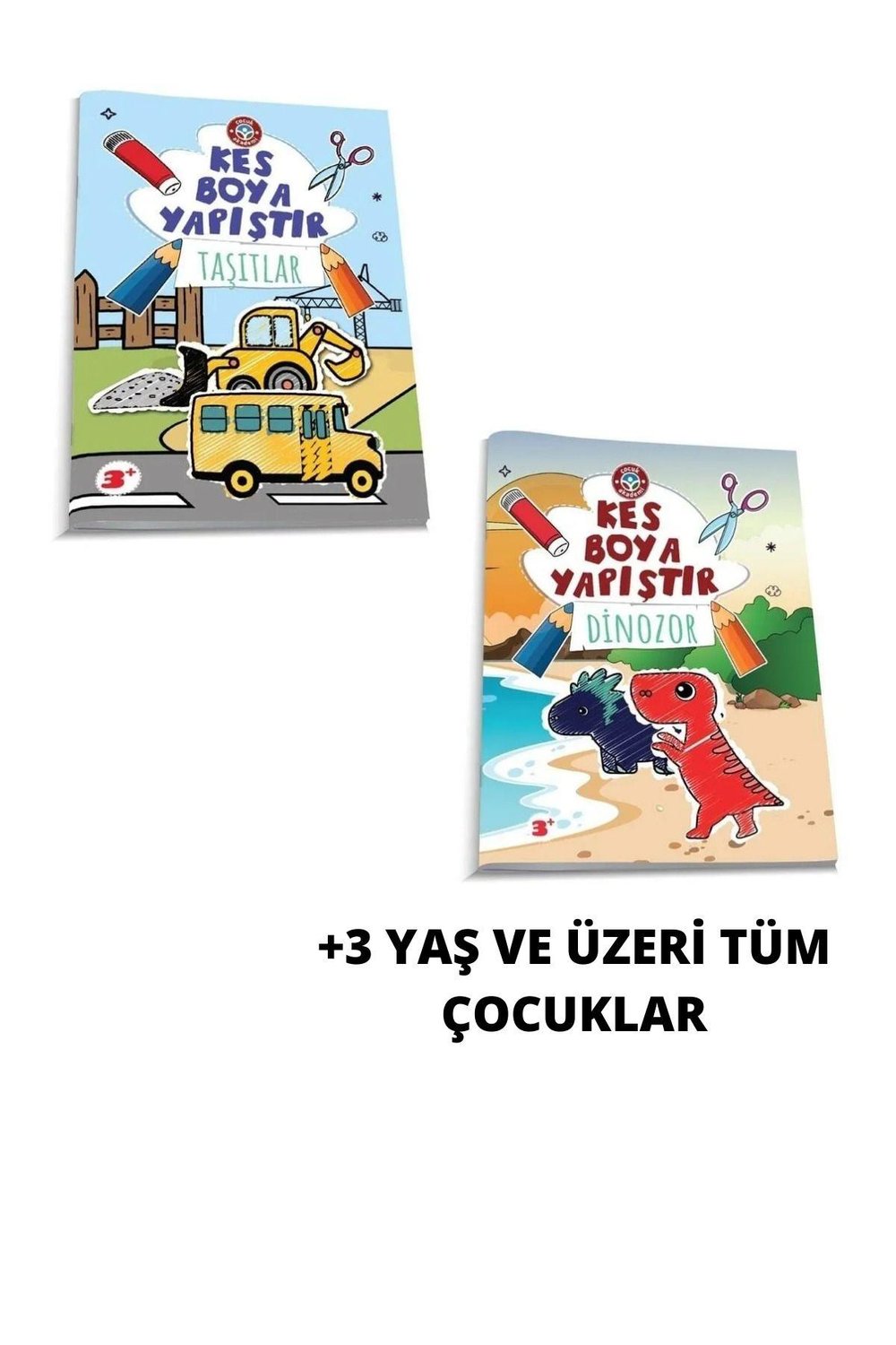 Kes Boya Yapıştır Taşıtlar + Dinozor Kitabı