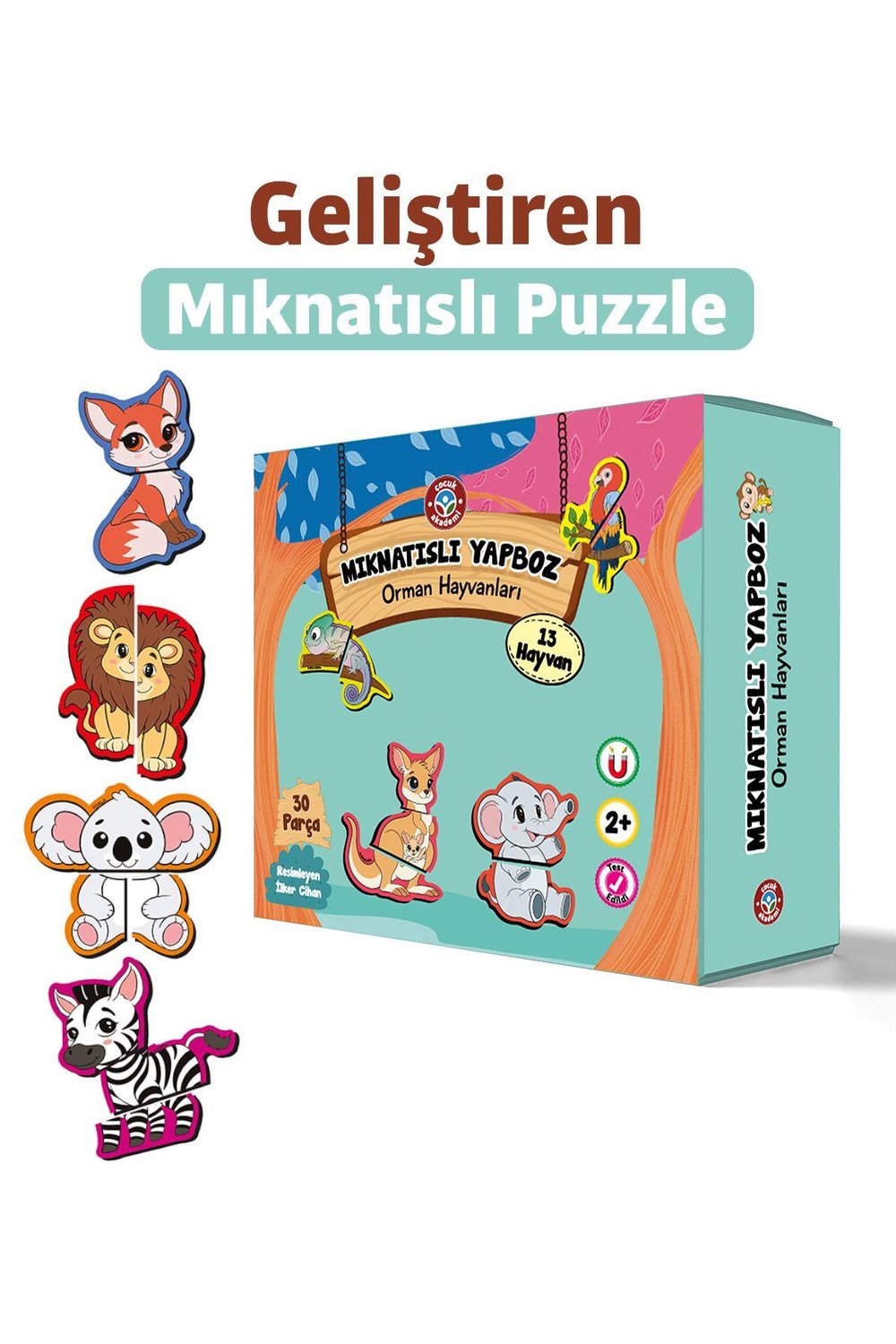 Mıknatıs Özellikli Eğlenceli Puzzle Orman Hayvanları