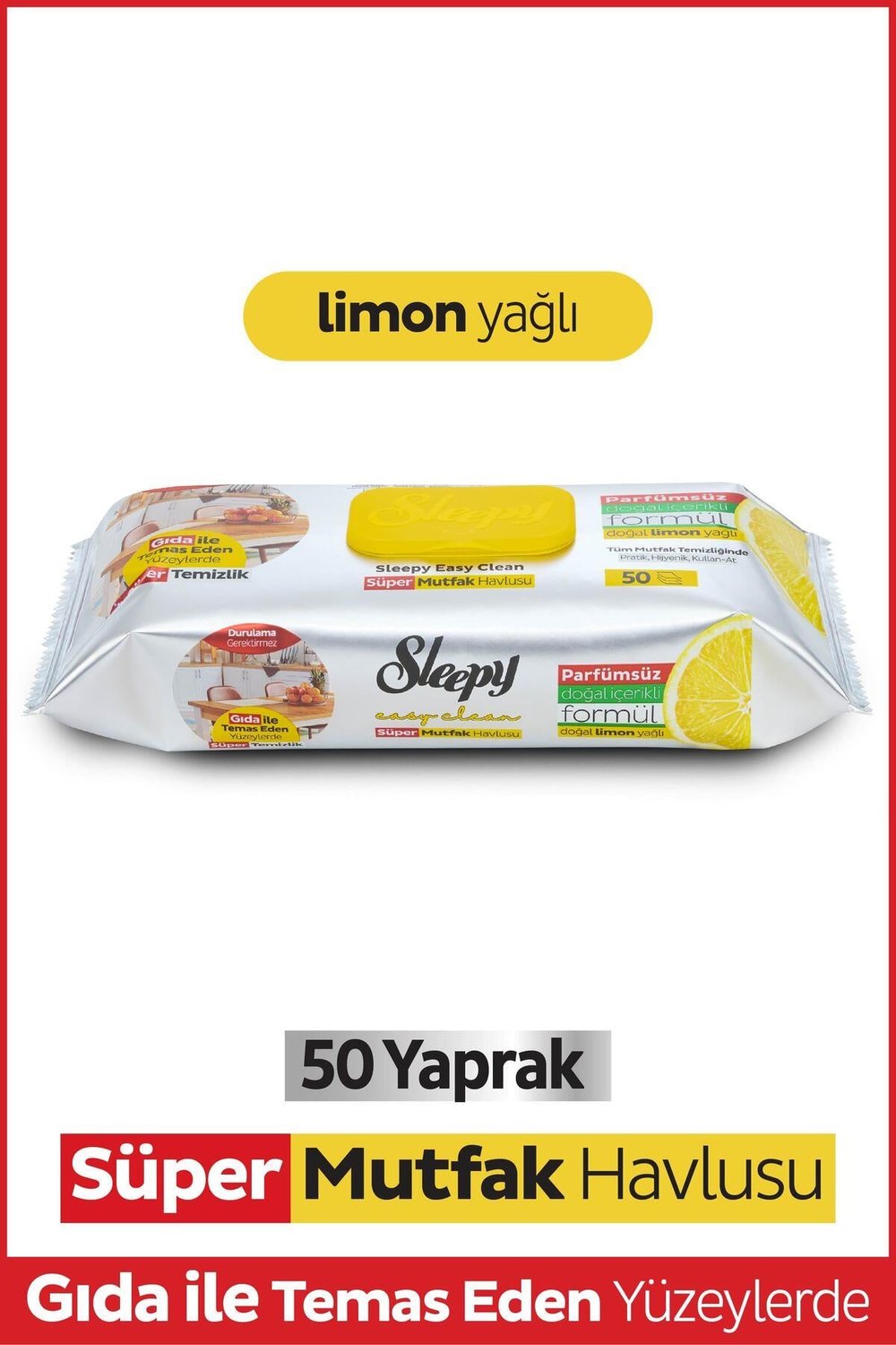 Easy Clean Süper Yüzey Temizlik Mutfak Havlusu&Mendili Limon Yağlı 50 Yaprak