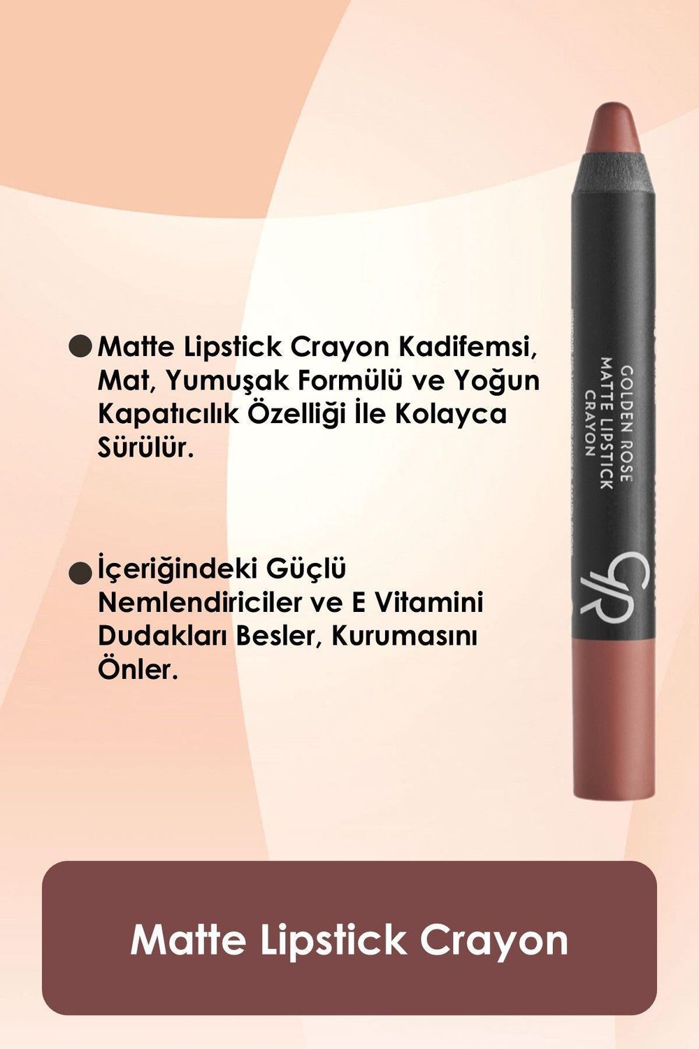 Golden Rose Matte Lipstick Crayon No:14 Dark Beige Mat Kalem Ruj 3,5 g