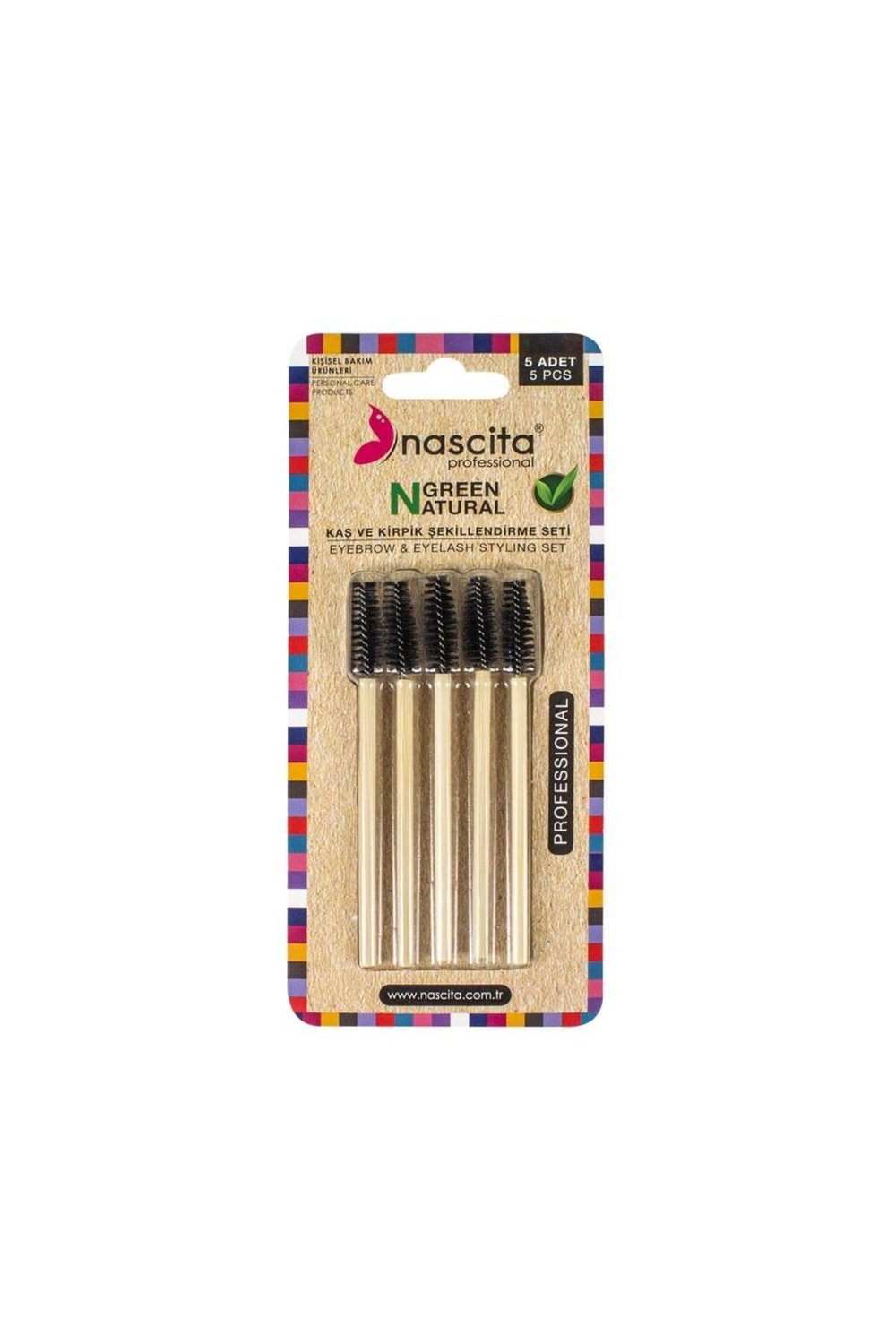 Green Natural Bambu Maskara Fırçası Seti - 08