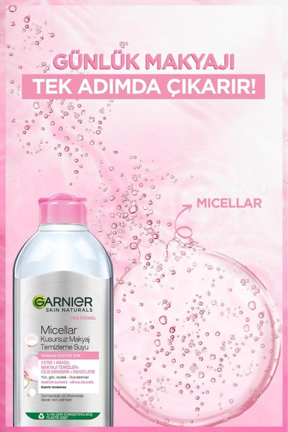 Micellar Hassas Ciltler Kusursuz Makyaj Temizleme Suyu 400 ML