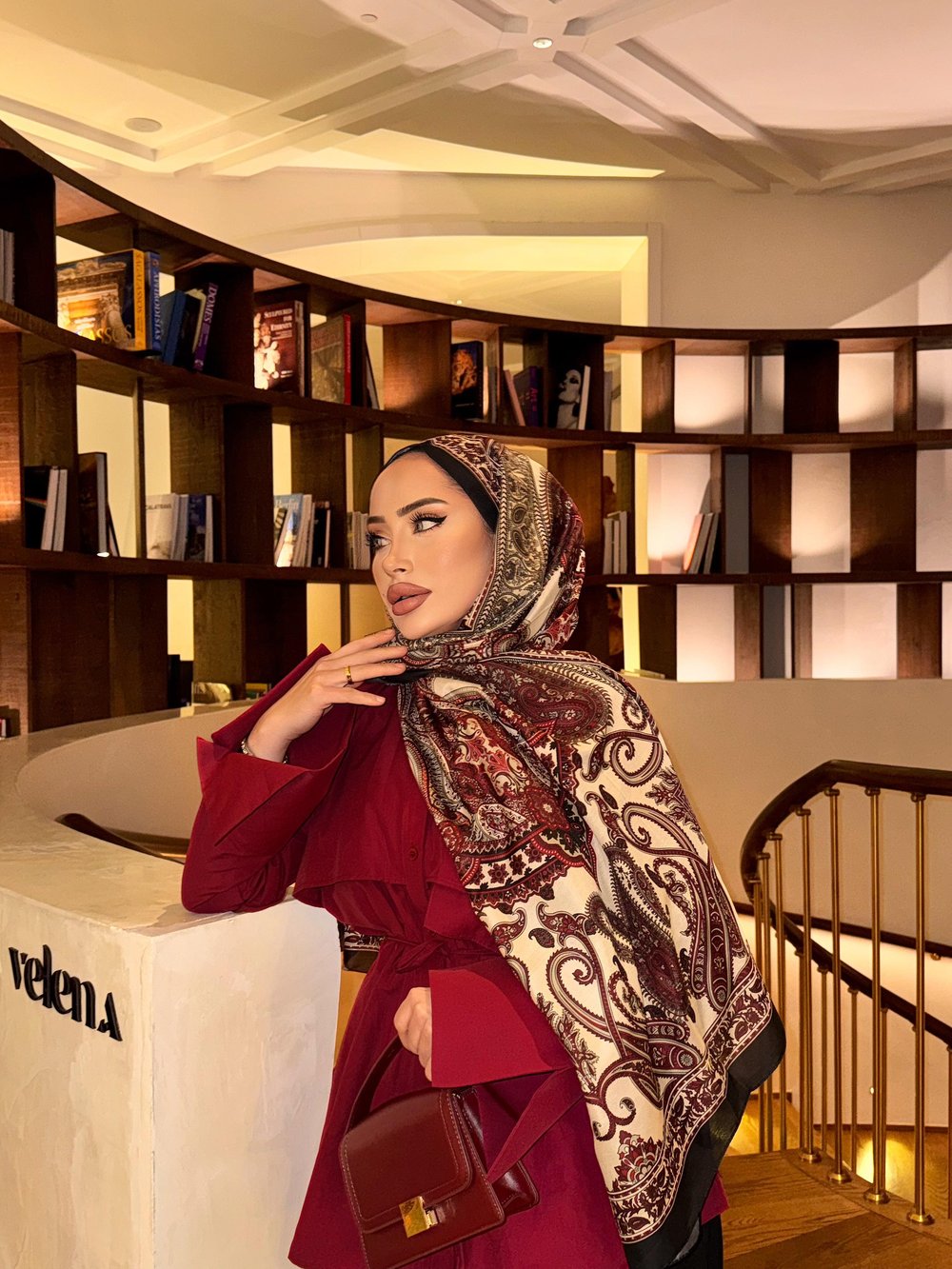 Buket Model Şal Bordo Siyah 