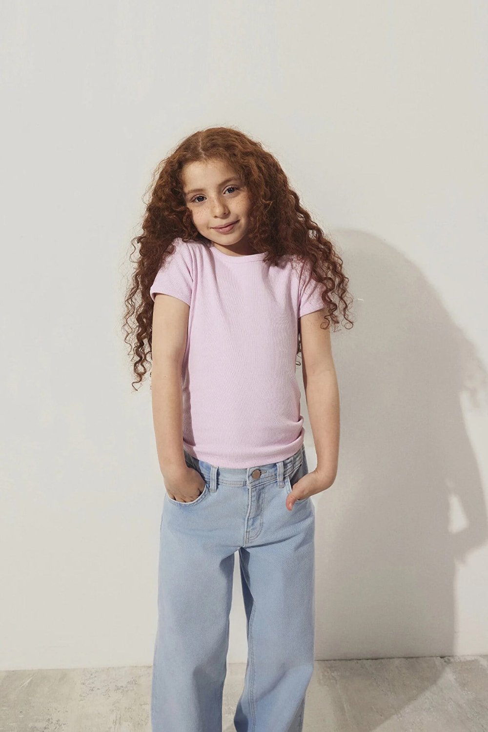 % 100 Pamuk Bisiklet Yaka Basic Kız Çocuk T Shirt 7610260-86953 PEMBE