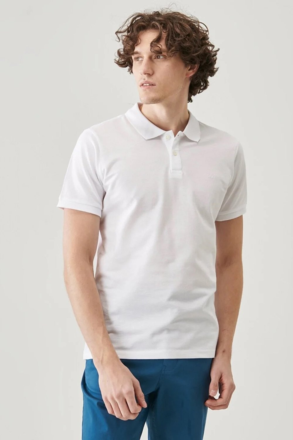 % 100 Pamuk Regular Fit Düğmeli Erkek Polo T Shirt L211810102 102 BEYAZ