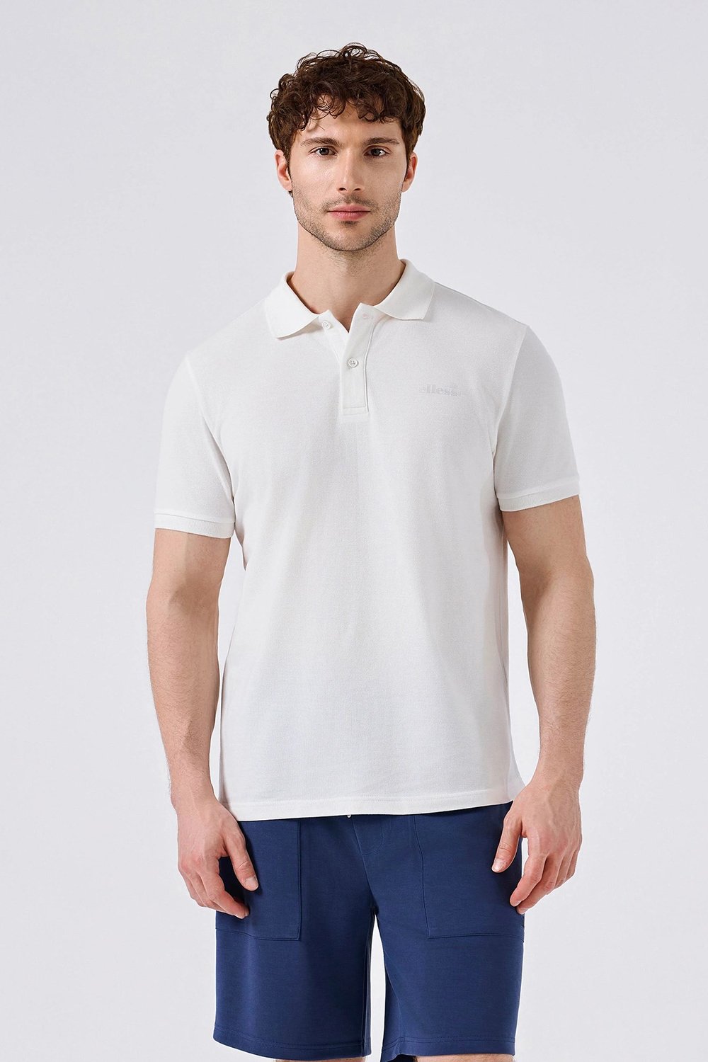 % 100 Pamuk Regular Fit Düğmeli Erkek Polo Yaka T Shirt 6SM5018-OF BEYAZ