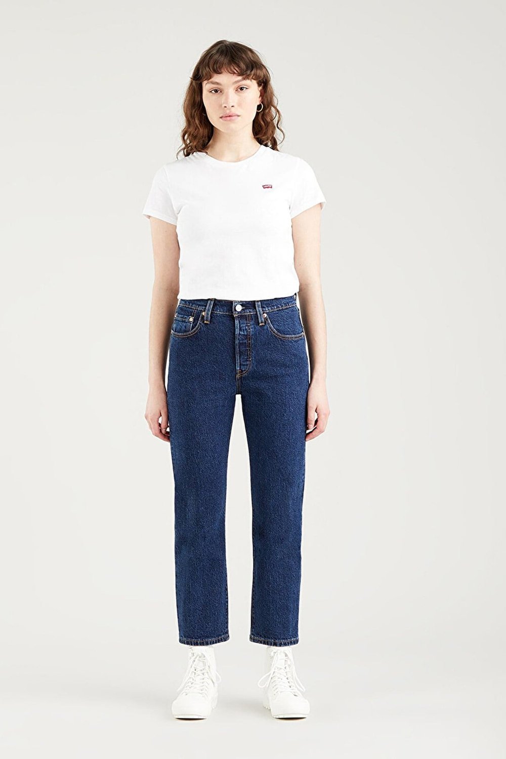 501 Crop Pamuklu Straight Fit Yüksek Bel Jeans Kadın Kot Pantolon A7739-0000 LACİVERT