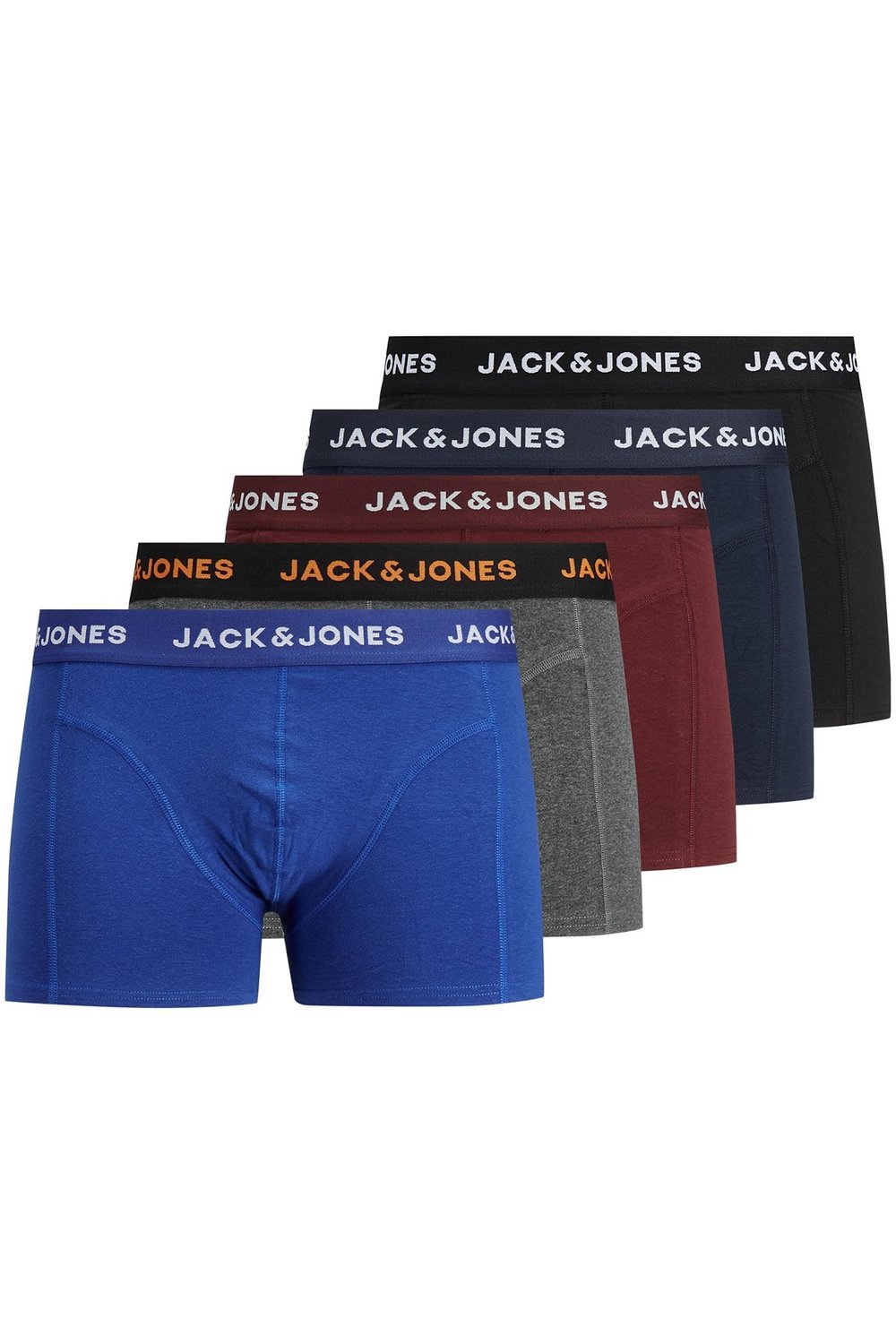 Additıonals Jacblack Streç Pamuklu Logolu 5 Pack Erkek Boxer 12167028 Bordo-Saks-Siyah