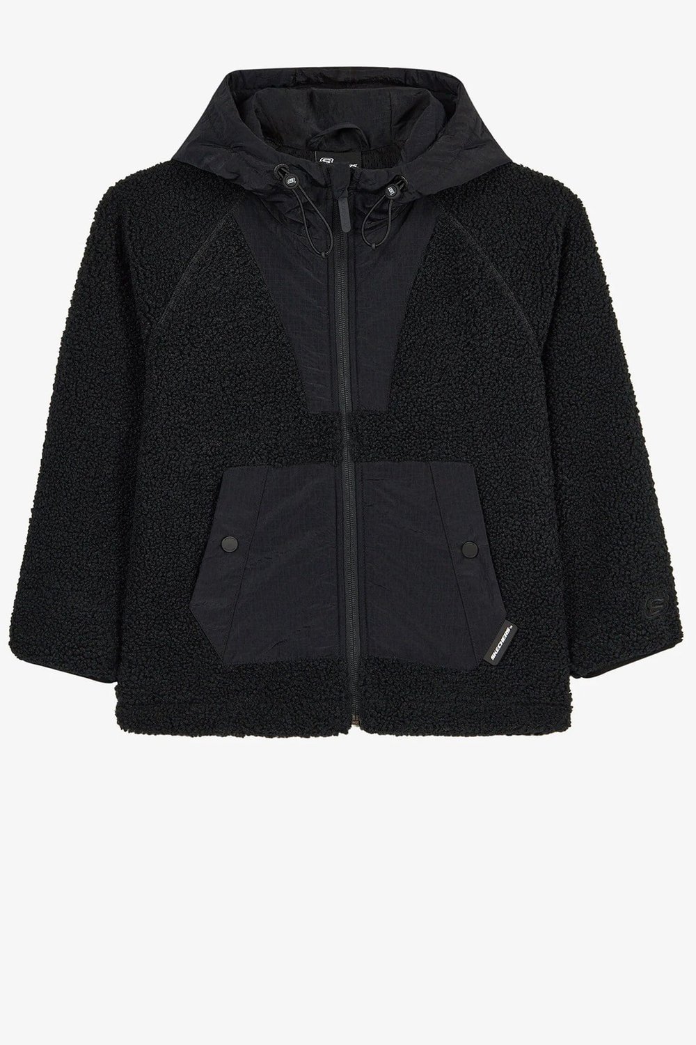 B Full Zıp Sherpa Regular Fit Kapüşonlu Yaka Erkek Çocuk Mont SK26200863817 SİYAH