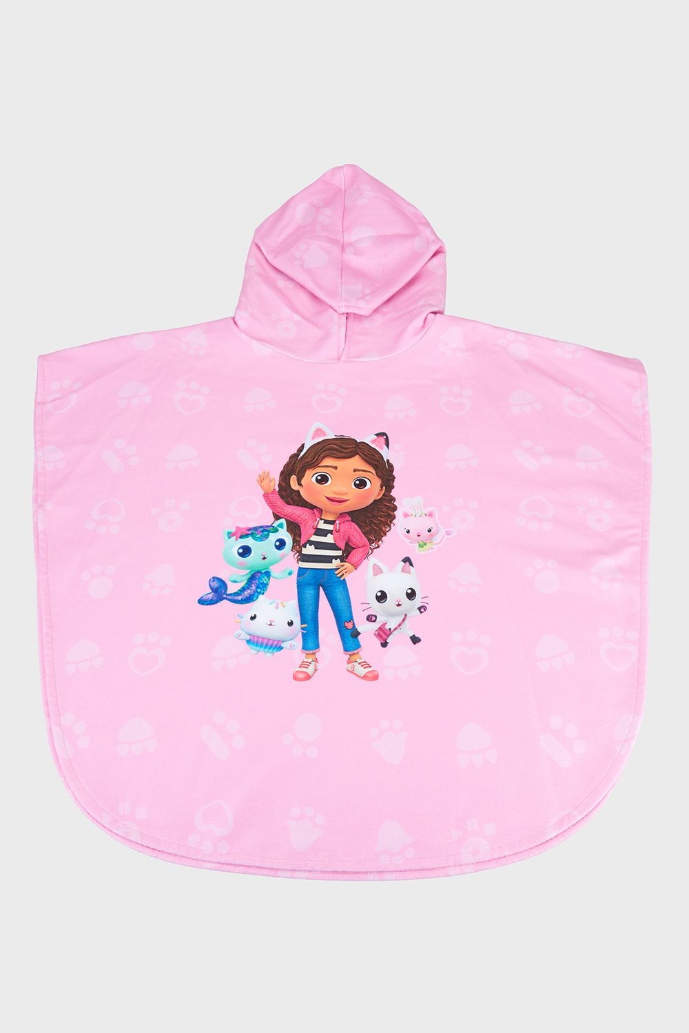 Charmsy Baskılı Kapüşonlu Kız Çocuk Panço SP2612120001 PEMBE