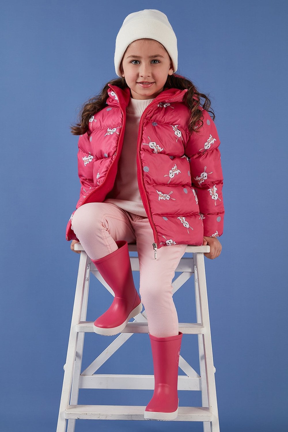 Ekstra Dolgulu İçi Yumuşak Polarlı Kapüşonlu Şişme Kız Çocuk Mont 5763001 FUŞYA