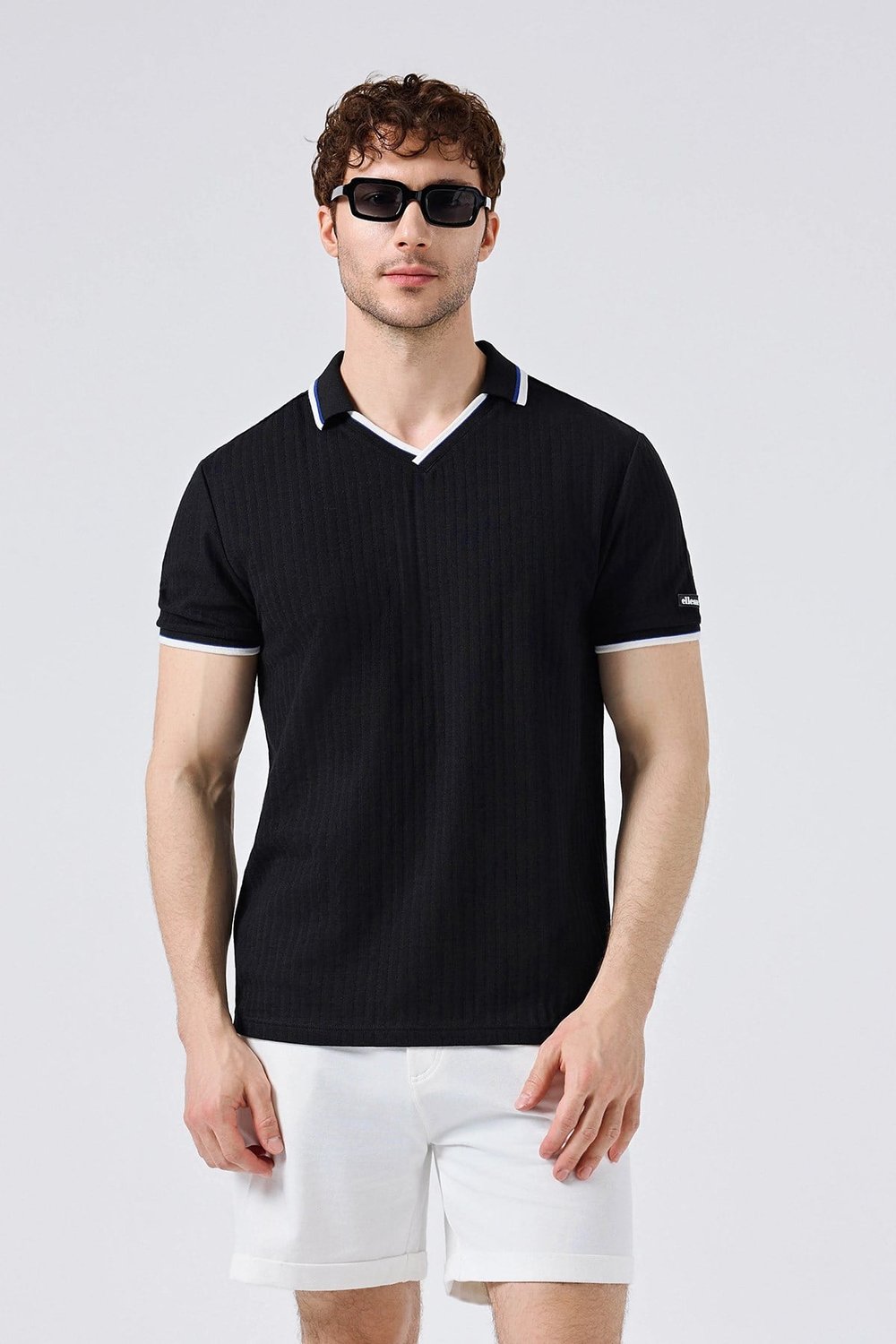 Ellesse Pamuklu Kontrast Renkli Şerit Detaylı Erkek Polo Yaka T Shirt 5SM5491-BK SİYAH