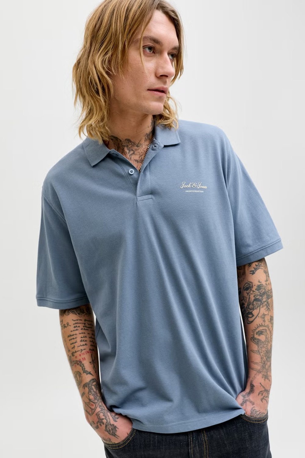 Essentials Jjearchive Logolu Pamuklu Erkek Polo Yaka T Shirt 12288877 İNDİGO