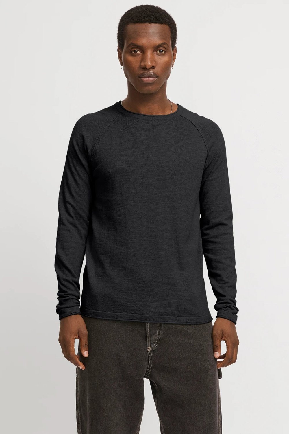 Essentials Jjebreeze Pamuklu Regular Fit Bisiklet Yaka Erkek Kazak 12269654 SİYAH