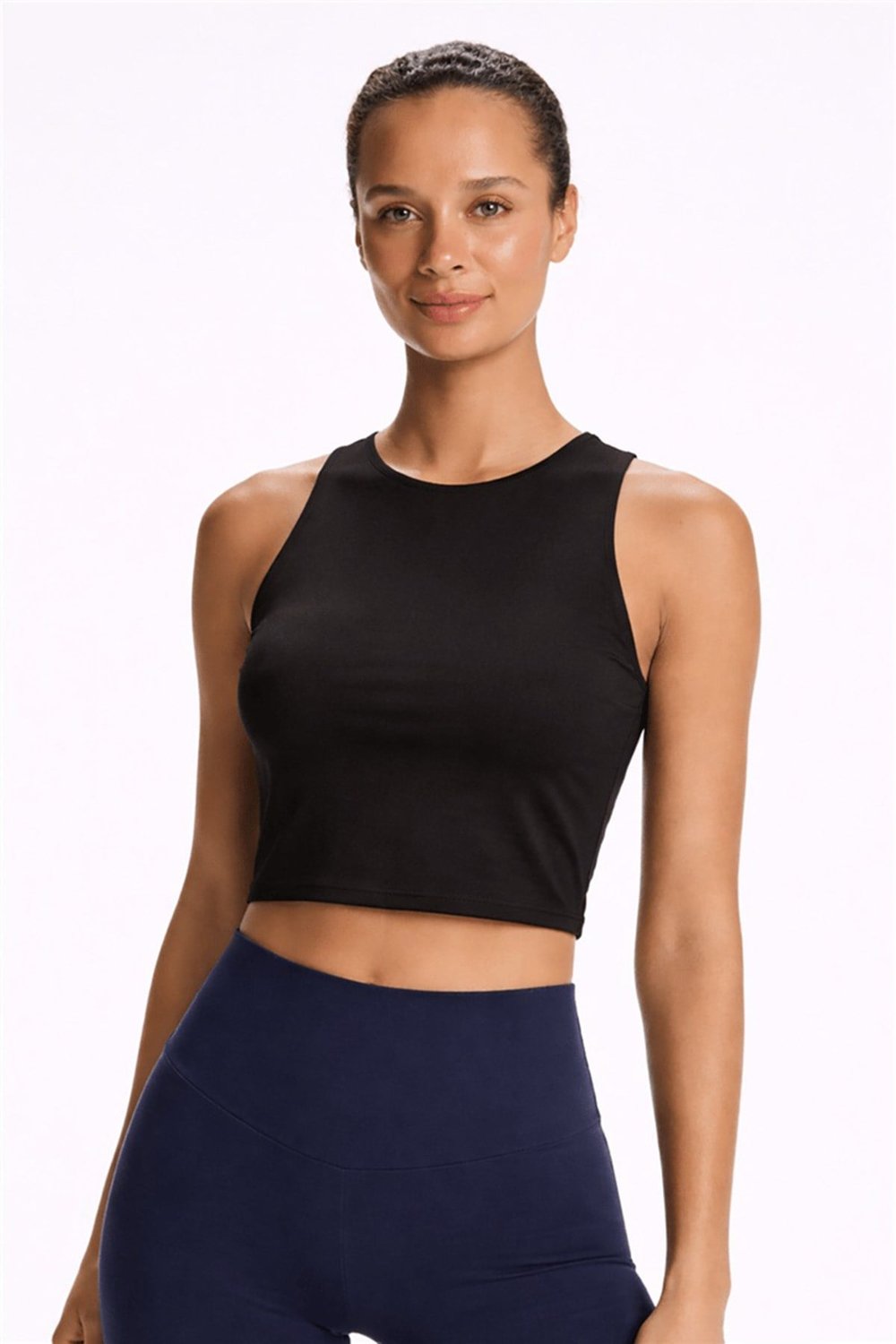 Fashion Friends Crop Fit Bisiklet Yaka Kadın Atlet 26Y0713K1 SİYAH