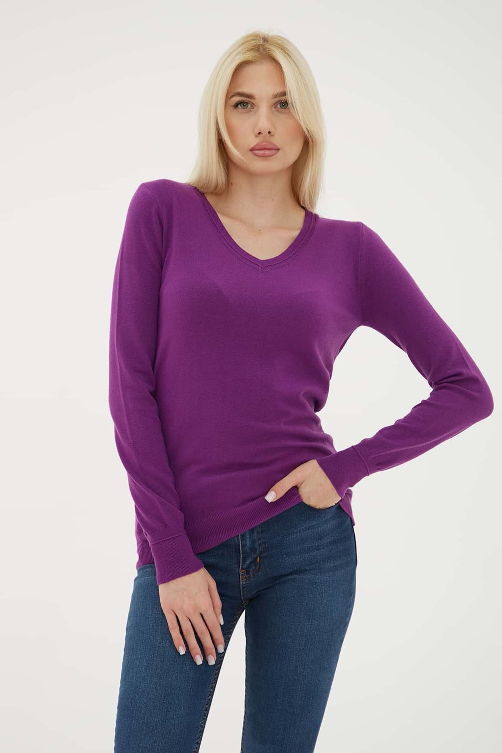 Fashion Friends Regular Fit V Yaka Bayan Kazak 25K0778K1 MOR