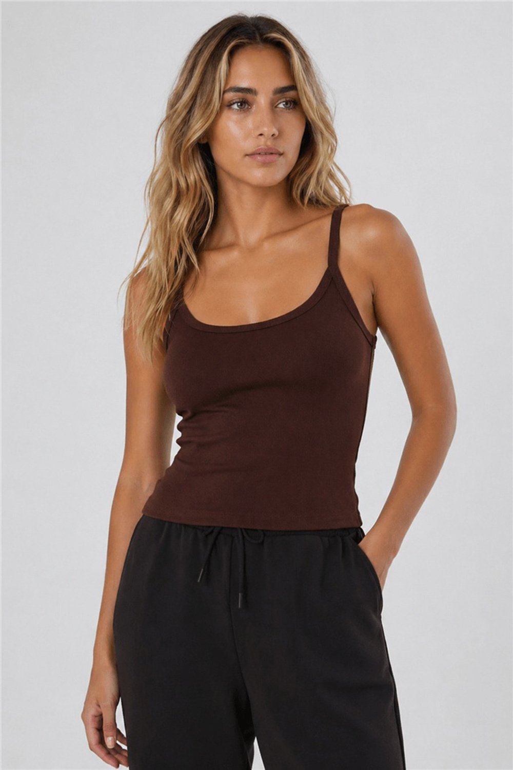 Fashion Friends Regular Fit Yuvarlak Yaka Kadın Atlet 26Y0702K1 KAHVE